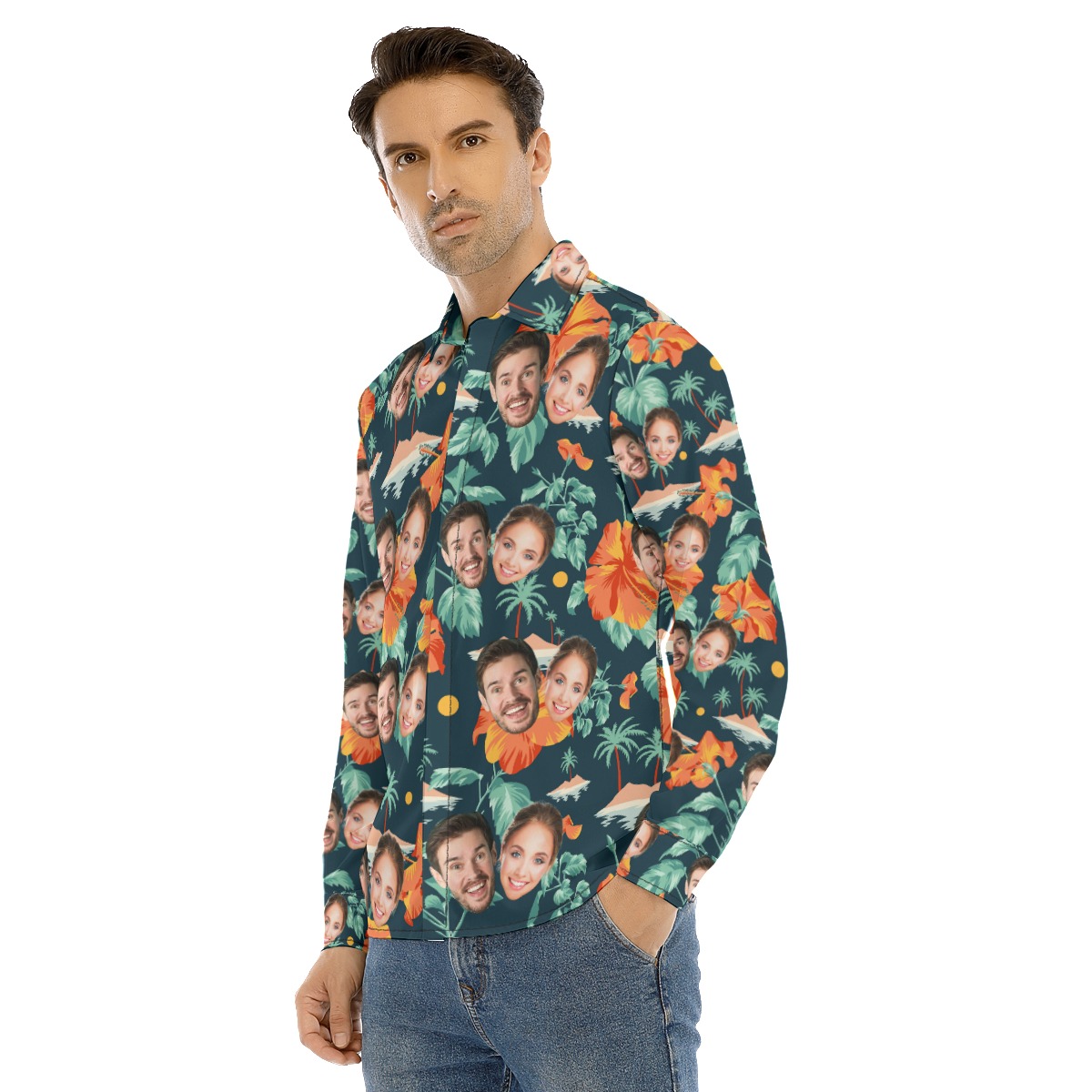 Custom Long Sleeve Hawaiian Shirt With 2 Faces