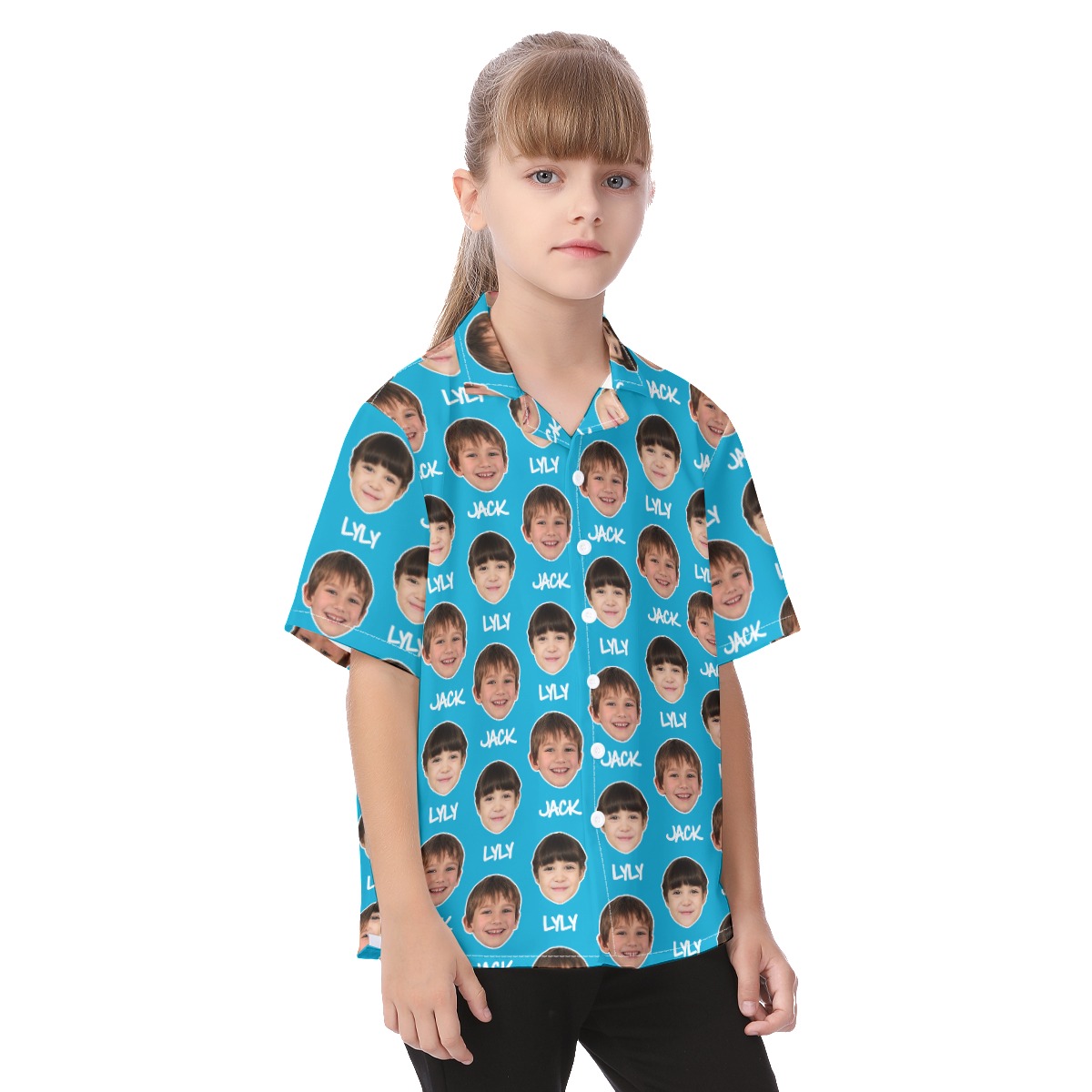 Cute Custom Face With Name Hawaiian Shirt For Kids
