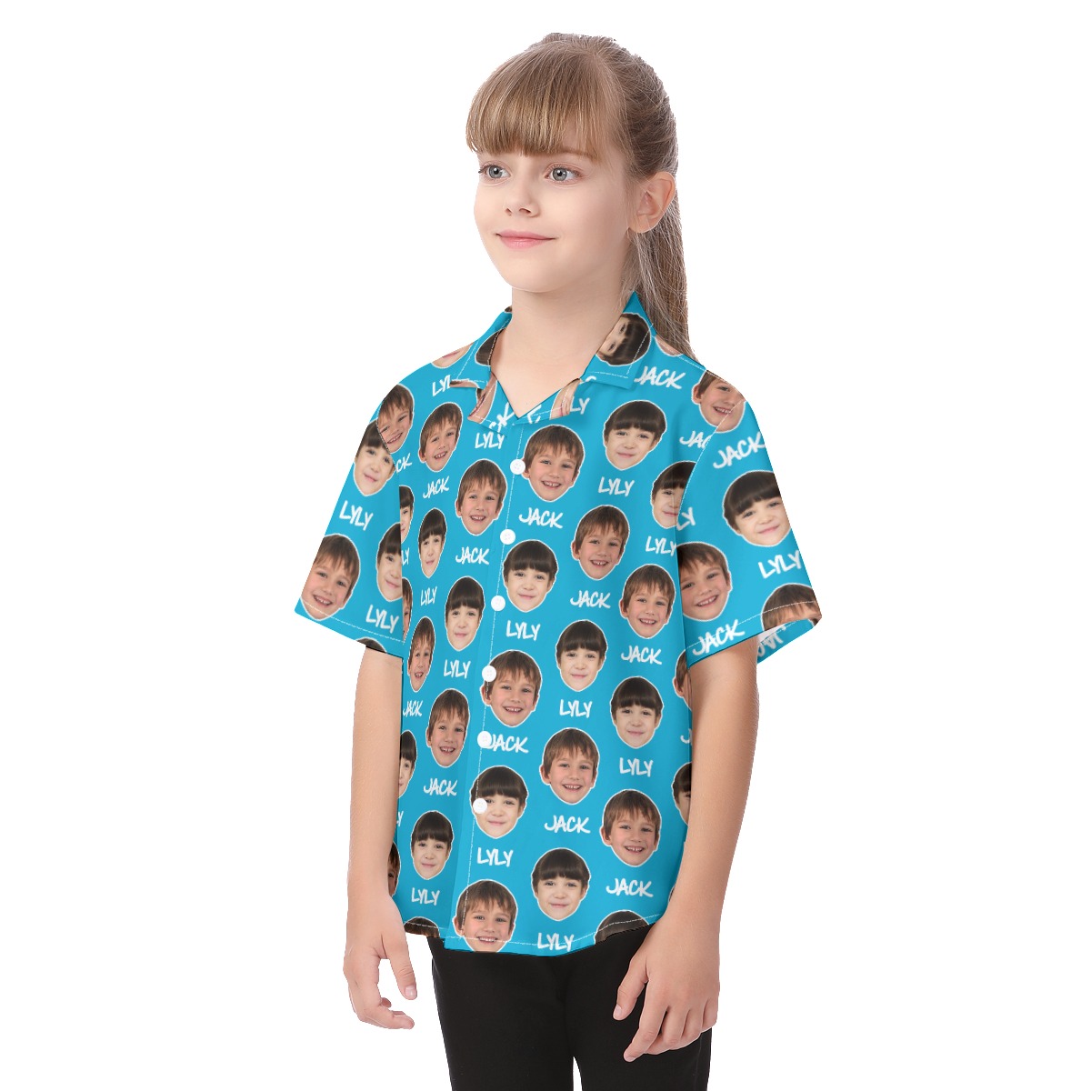 Cute Custom Face With Name Hawaiian Shirt For Kids