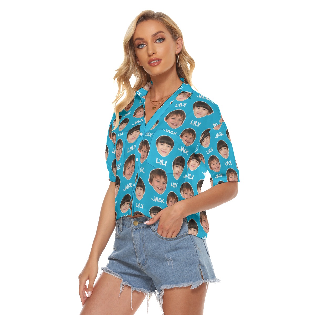 Unique Personalized Hawaiian Crop Top Shirt With Name And Face