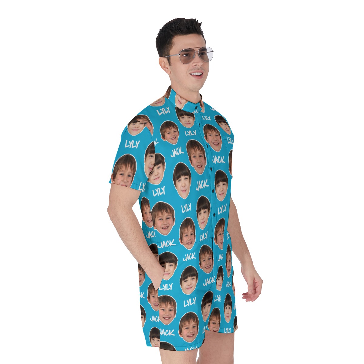 Unique Custom Face With Name Men's Hawaiian Romper
