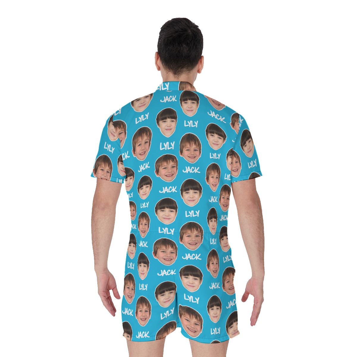 Unique Custom Face With Name Men's Hawaiian Romper
