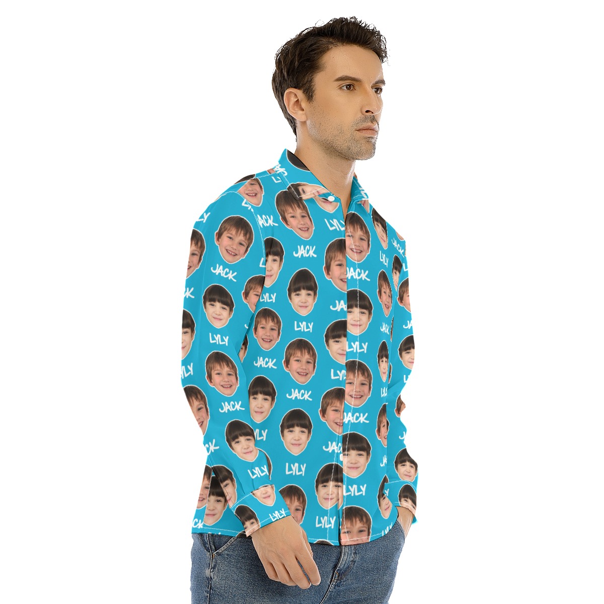 Unique Custom Face And Name Hawaiian Long Sleeve Shirt