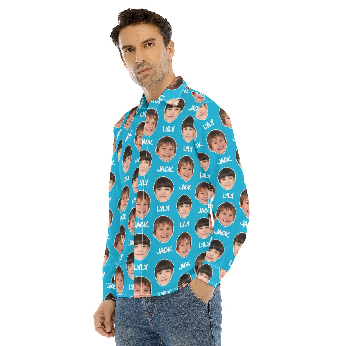 Unique Custom Face And Name Hawaiian Long Sleeve Shirt