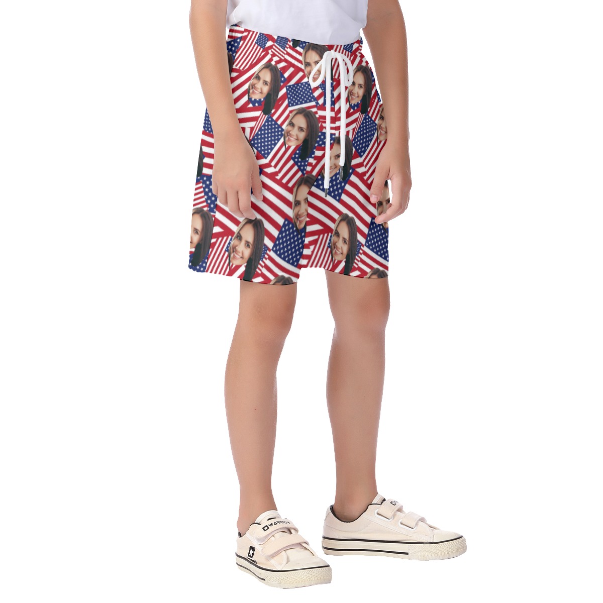 American Flag Custom Face Hawaiian Shorts For Kids