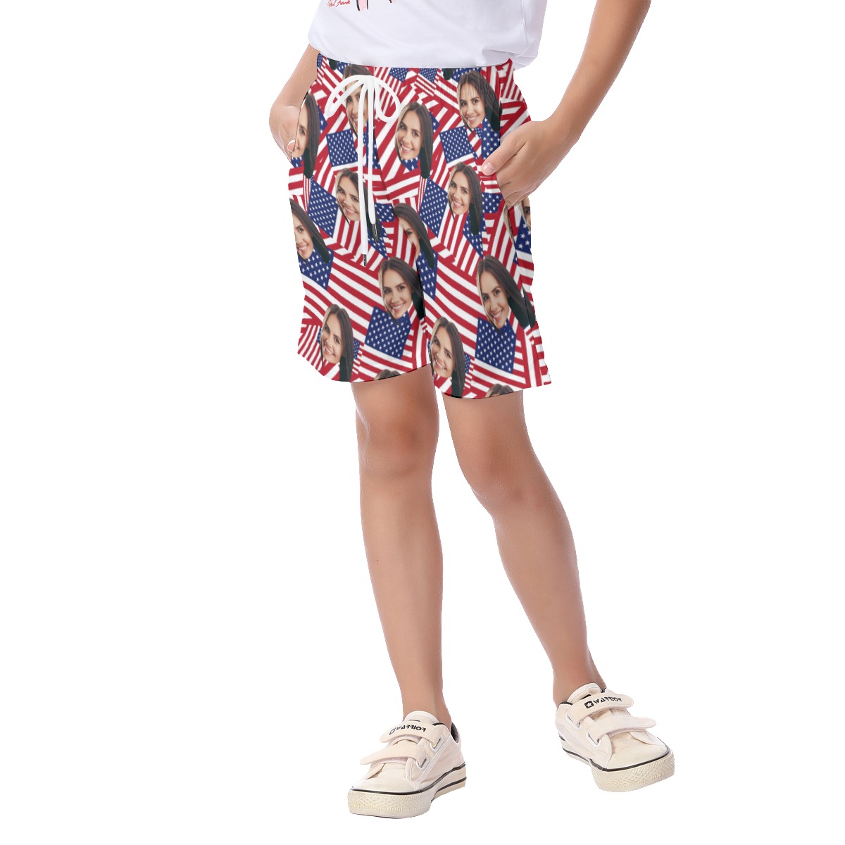 American Flag Custom Face Hawaiian Shorts For Kids