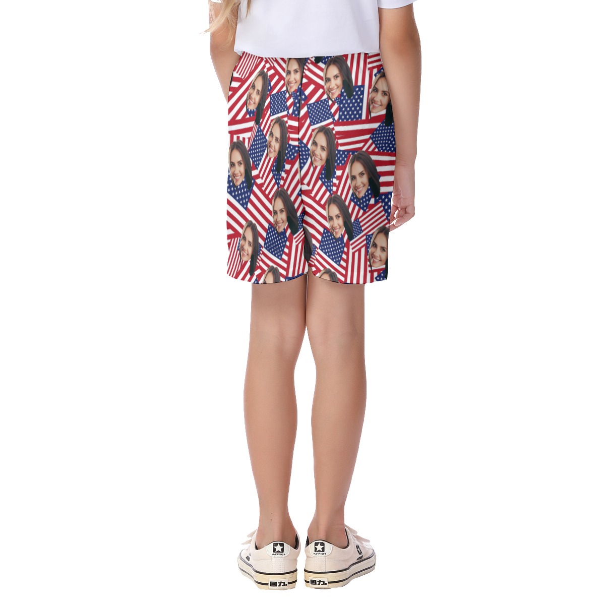 American Flag Custom Face Hawaiian Shorts For Kids