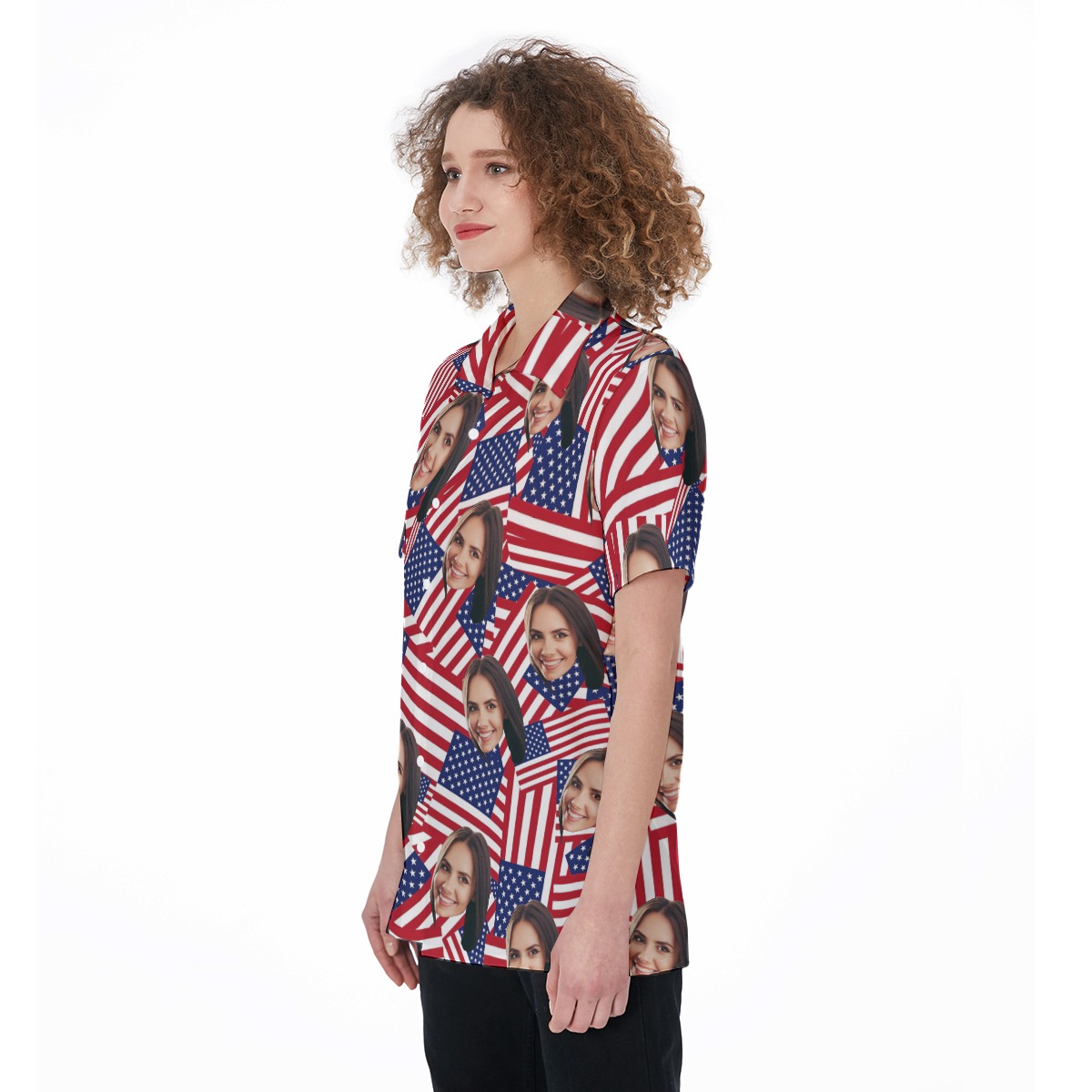 4th Of July Flag Face Custom Hawaiian Shirts For Women