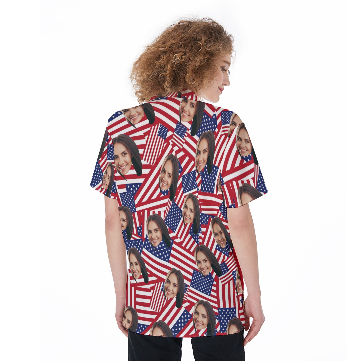 4th Of July Flag Face Custom Hawaiian Shirts For Women