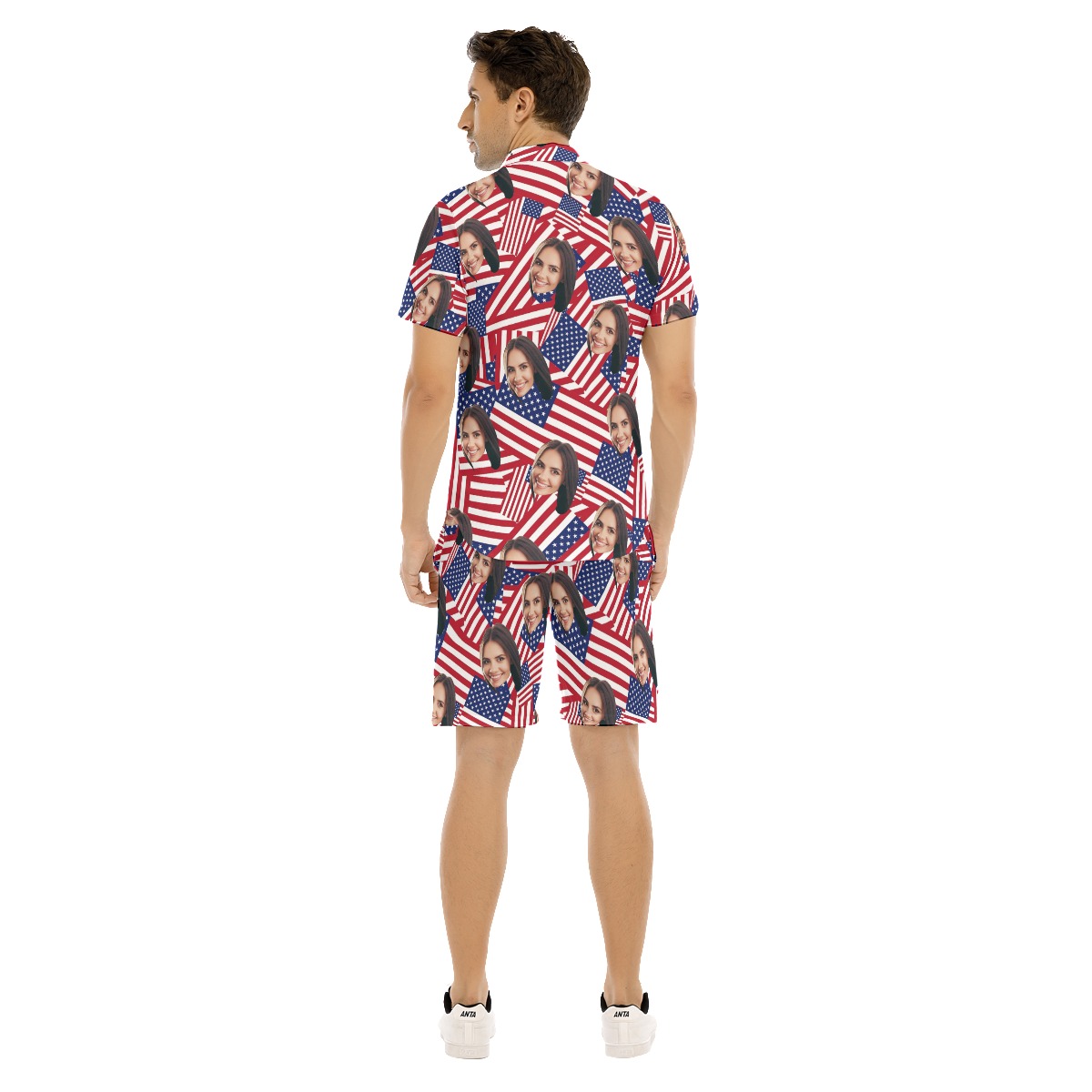 Custom Face American Flag Aloha Shirt And Shorts