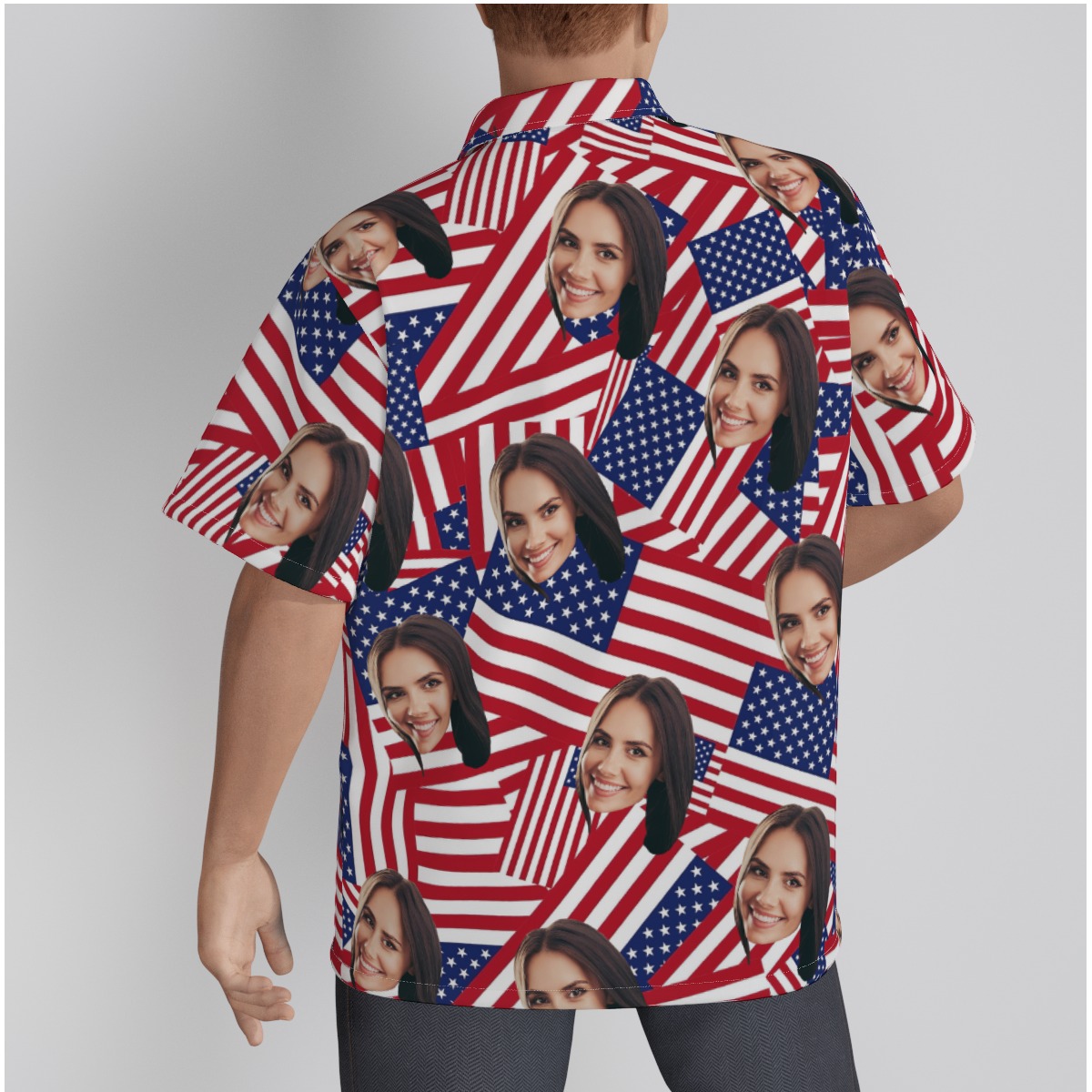 Men's Custom Face American Flag Hawaiian Shirt