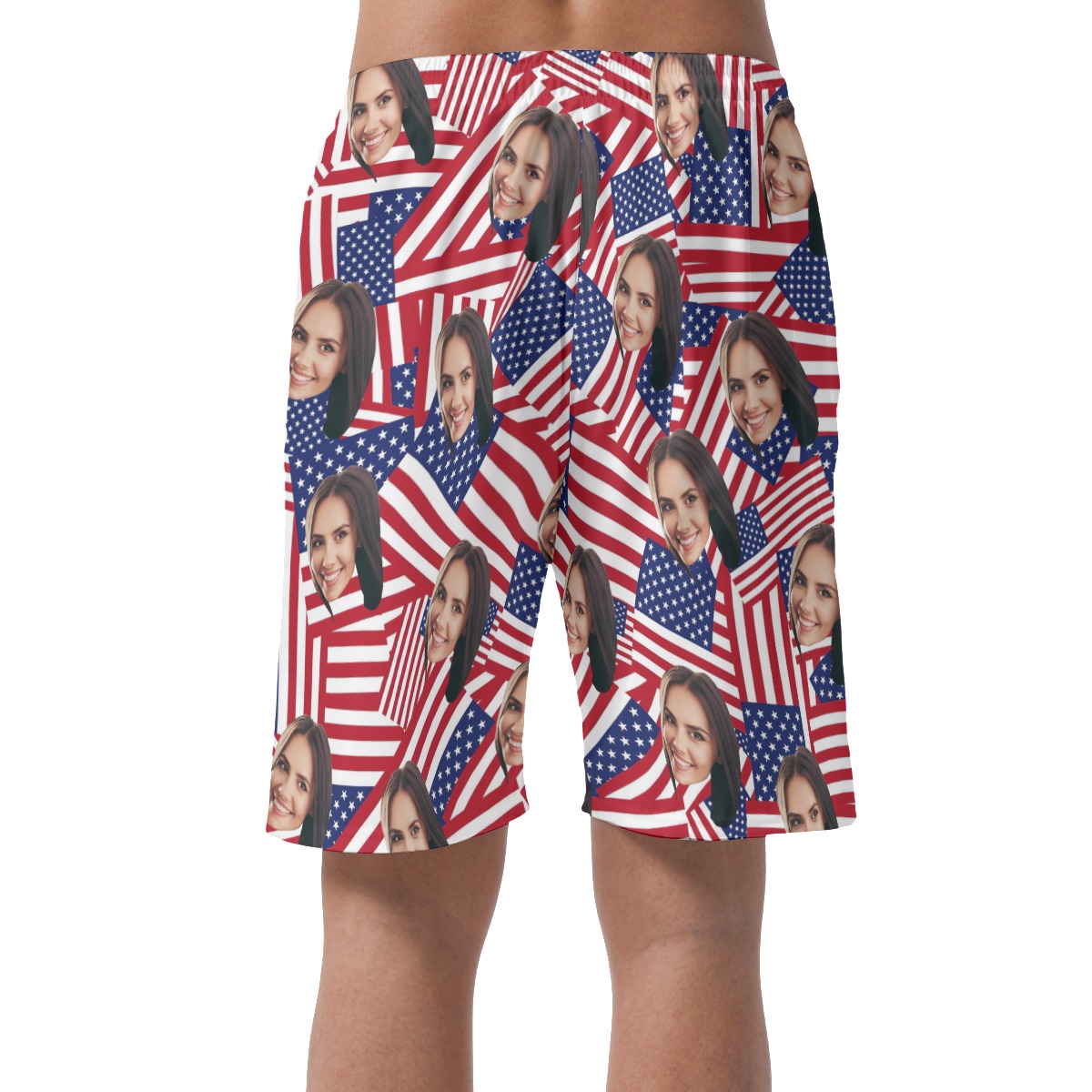Custom Face American Flag Hawaiian Shorts For Men