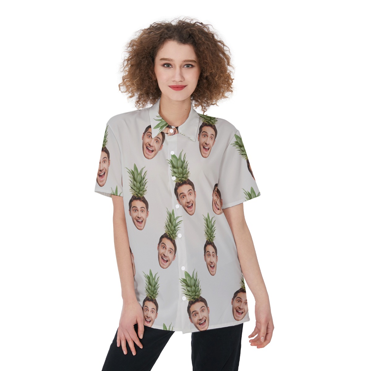 Women's Face Custom Tropical Hawaiian Shirt - variant image 1