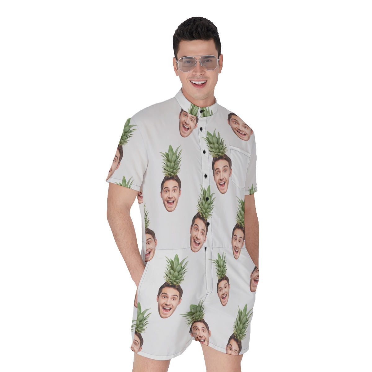 Face Custom Aloha Romper For Men - variant image 1