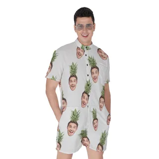 Face Custom Aloha Romper For Men