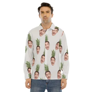 Men's Face Custom Long Sleeve Aloha Shirt