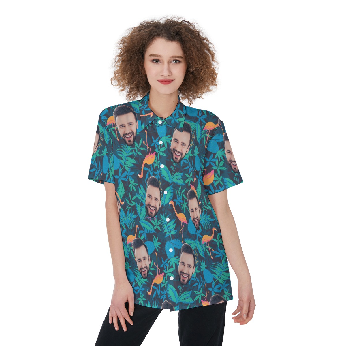 Women's Face Custom Hawaiian Shirt - variant image 1