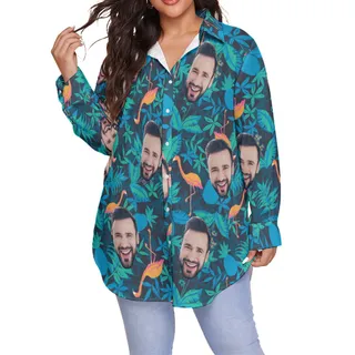 Face Custom Oversized Hawaiian Shirt For Women