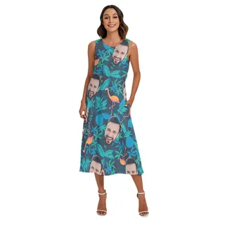 Face Custom Hawaiian Sleeveless Dress