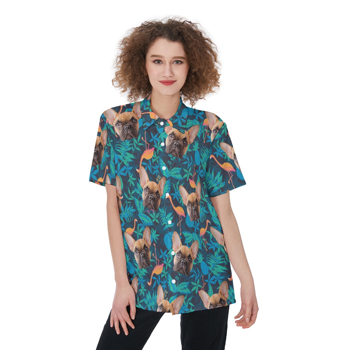 Custom Dog Face Hawaiian Shirt For Women - variant image 1