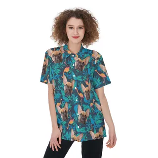 Custom Dog Face Hawaiian Shirt For Women