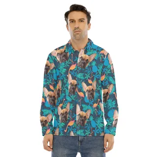 Custom Dog Long Sleeve Hawaiian Shirt For Men