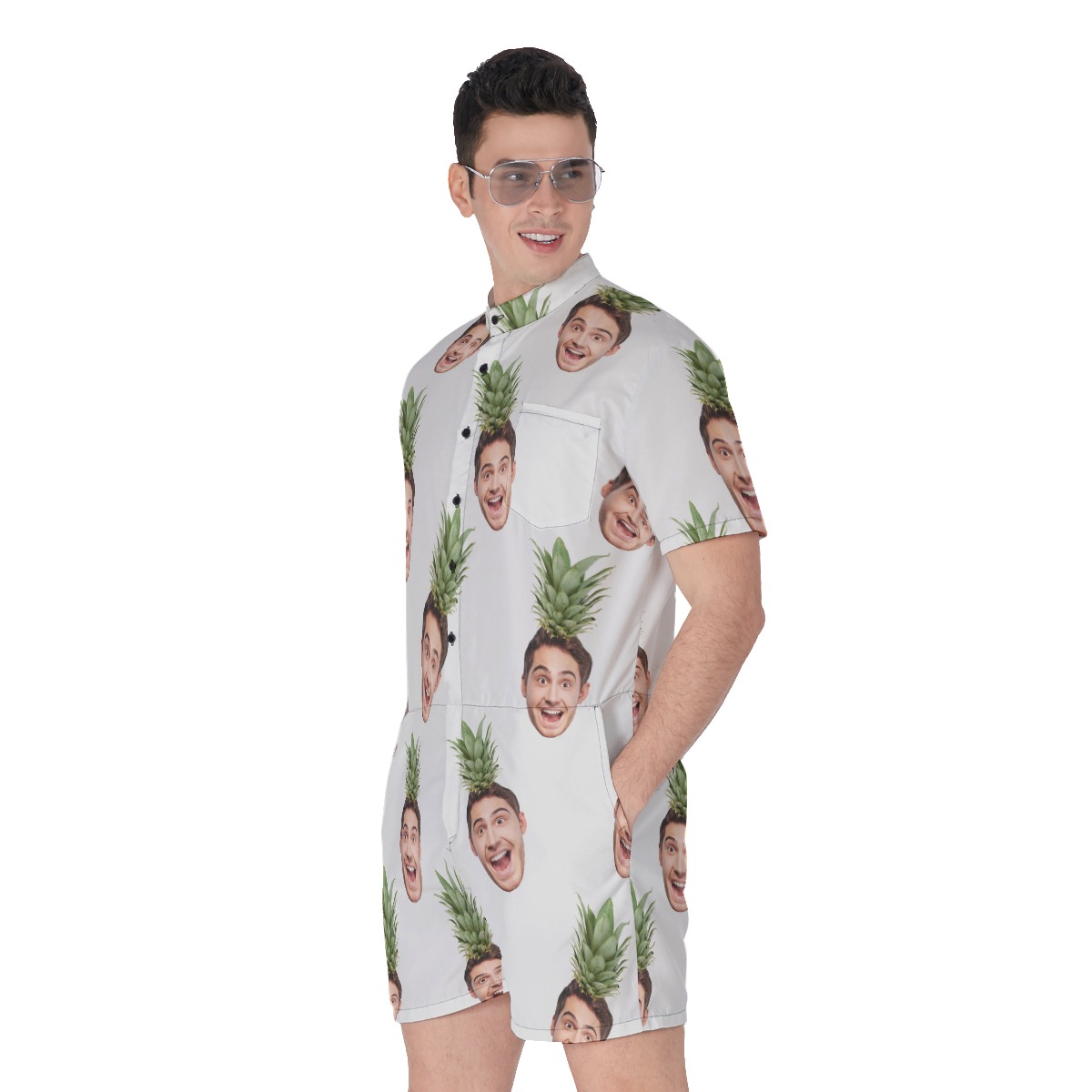 Face Custom Aloha Romper For Men