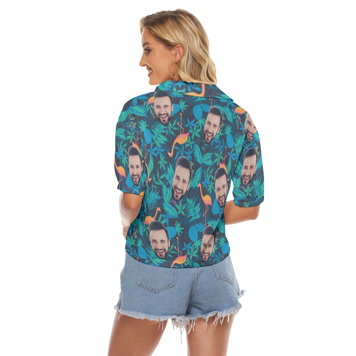 Face Custom Cropped Hawaiian Shirt For Women
