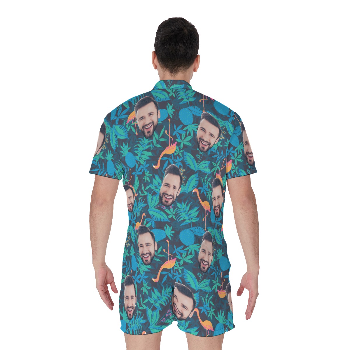Face Custom Hawaiian Romper For Men