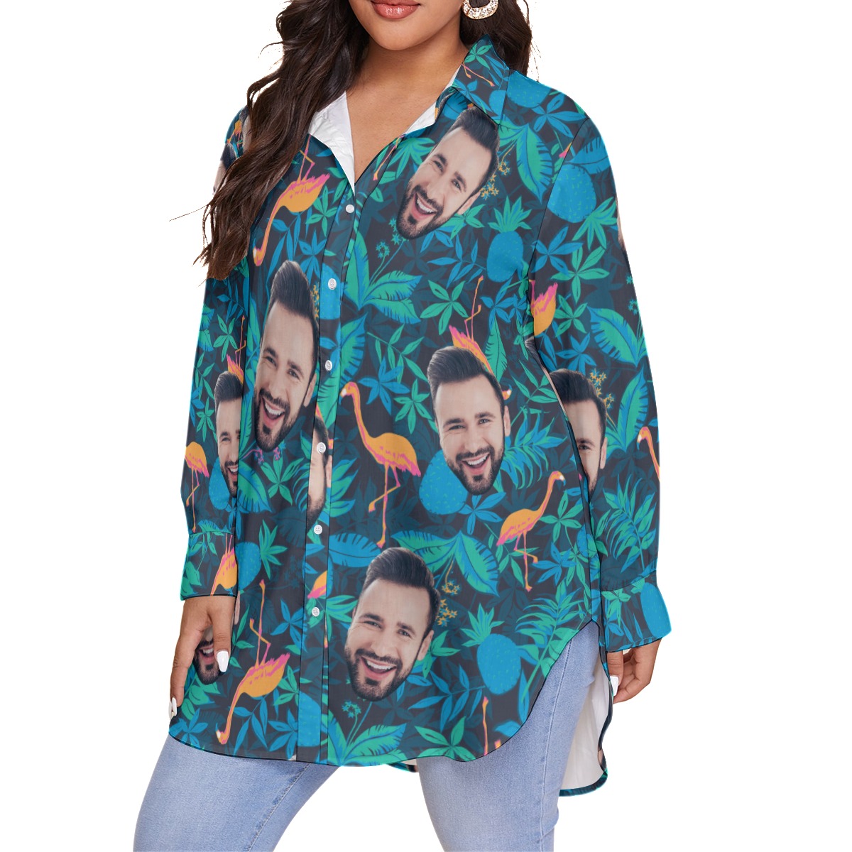 Face Custom Oversized Hawaiian Shirt For Women