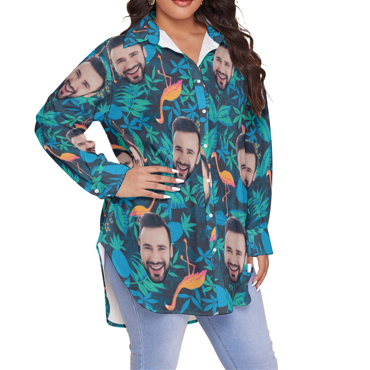 Face Custom Oversized Hawaiian Shirt For Women