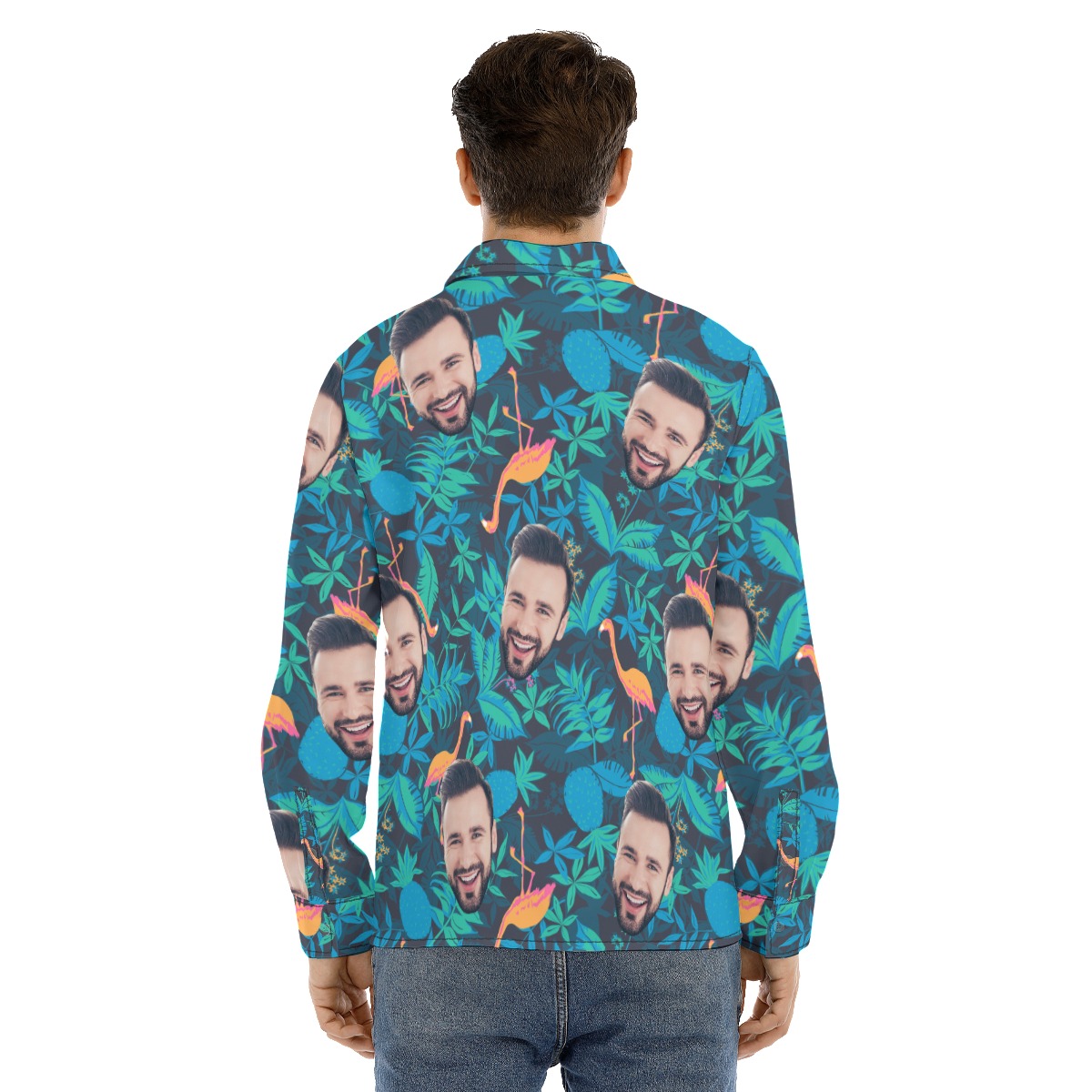Men's Face Custom Long Sleeve Hawaiian Shirt
