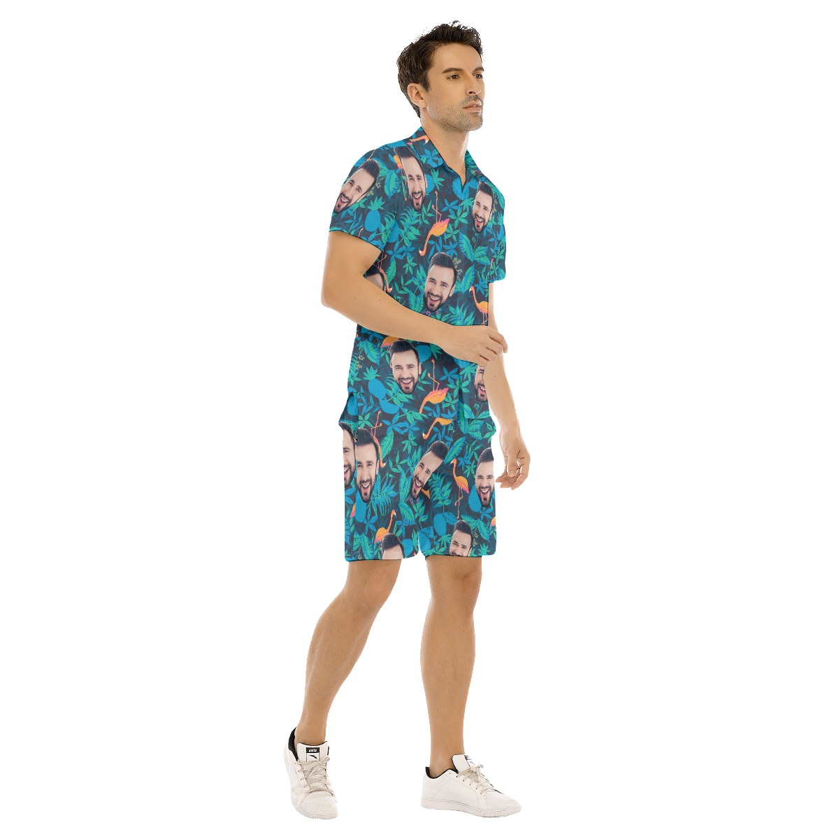 Face Custom Hawaiian Shirt And Shorts Set For Men