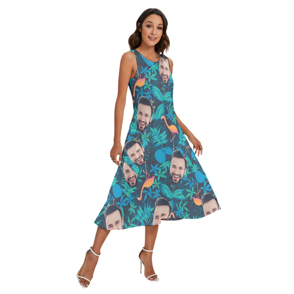 Face Custom Hawaiian Sleeveless Dress