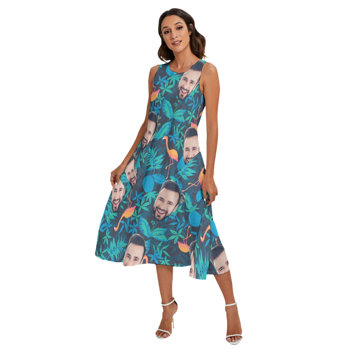 Face Custom Hawaiian Sleeveless Dress