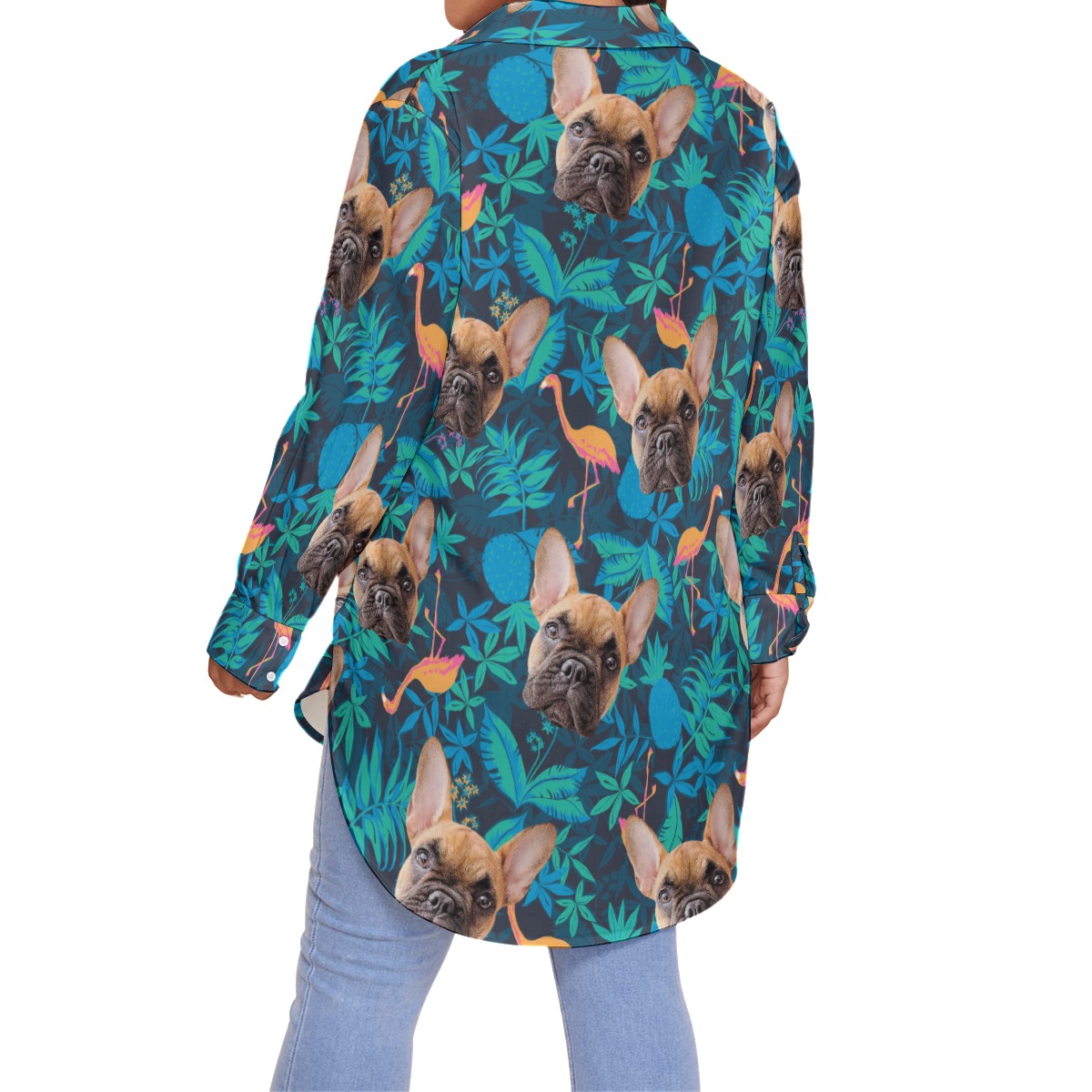 Custom Dog Face Plus Size Hawaiian Shirt For Women