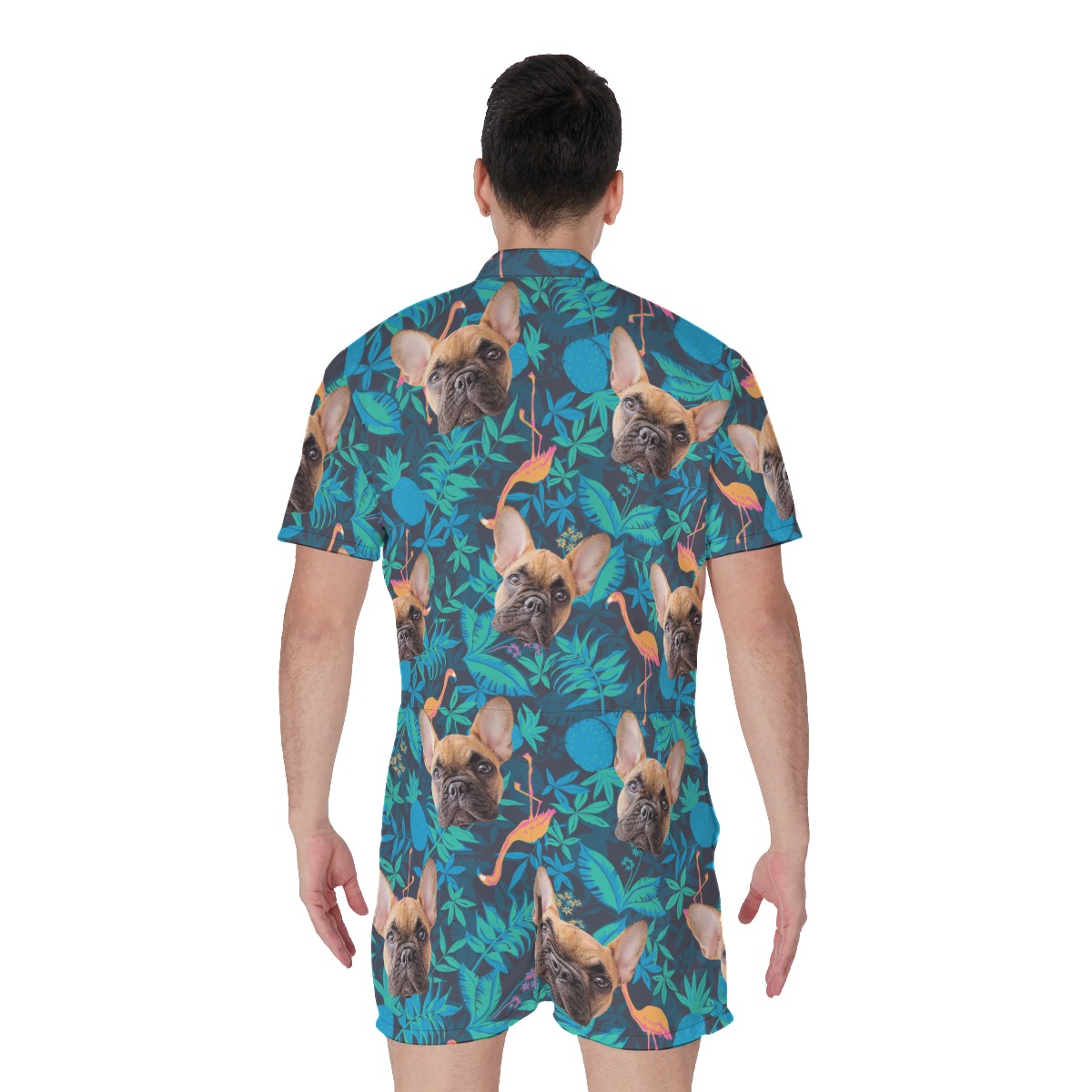 Custom Dog Face Hawaiian Romper For Men