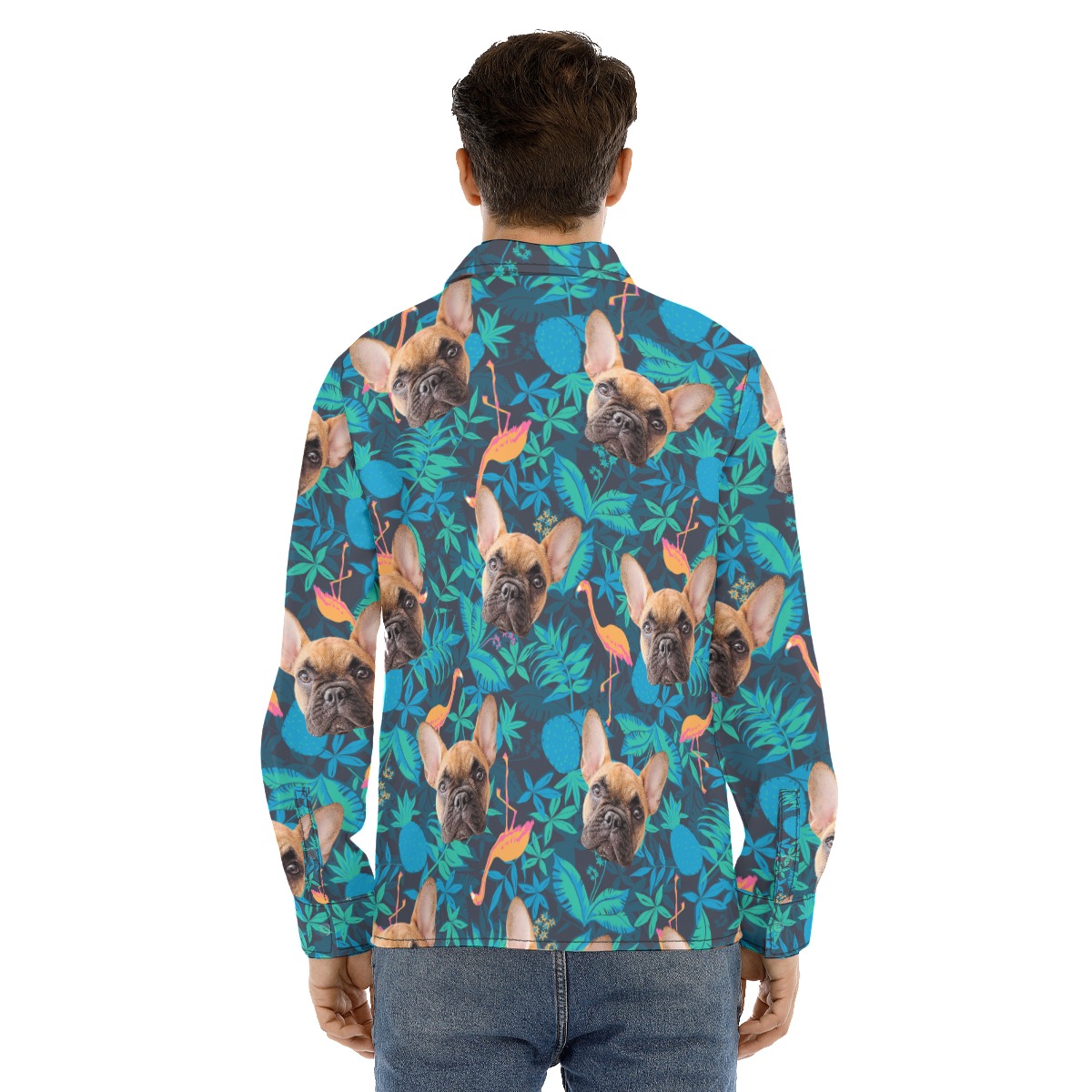 Custom Dog Long Sleeve Hawaiian Shirt For Men