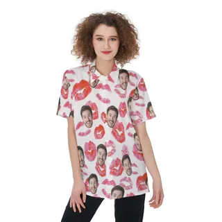 Funny Valentine Gift Custom Face Hawaiian Shirt For Women