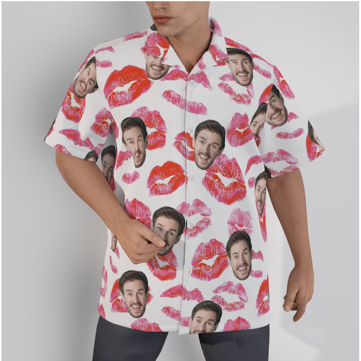 Funny Custom Face Valentine Hawaiian Shirt - variant image 1