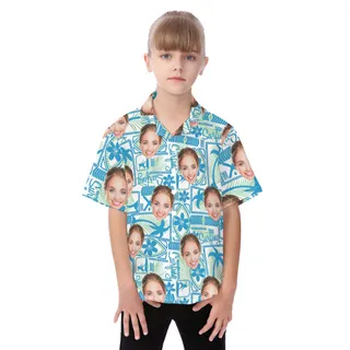 Surfing Kid's Hawaiian Shirt With Custom Face