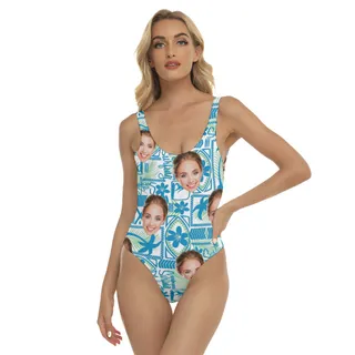 Custom Face Surfing One Piece Swimsuit