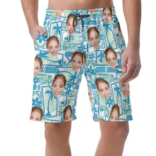 Surfing Custom Face Blue Men's Shorts