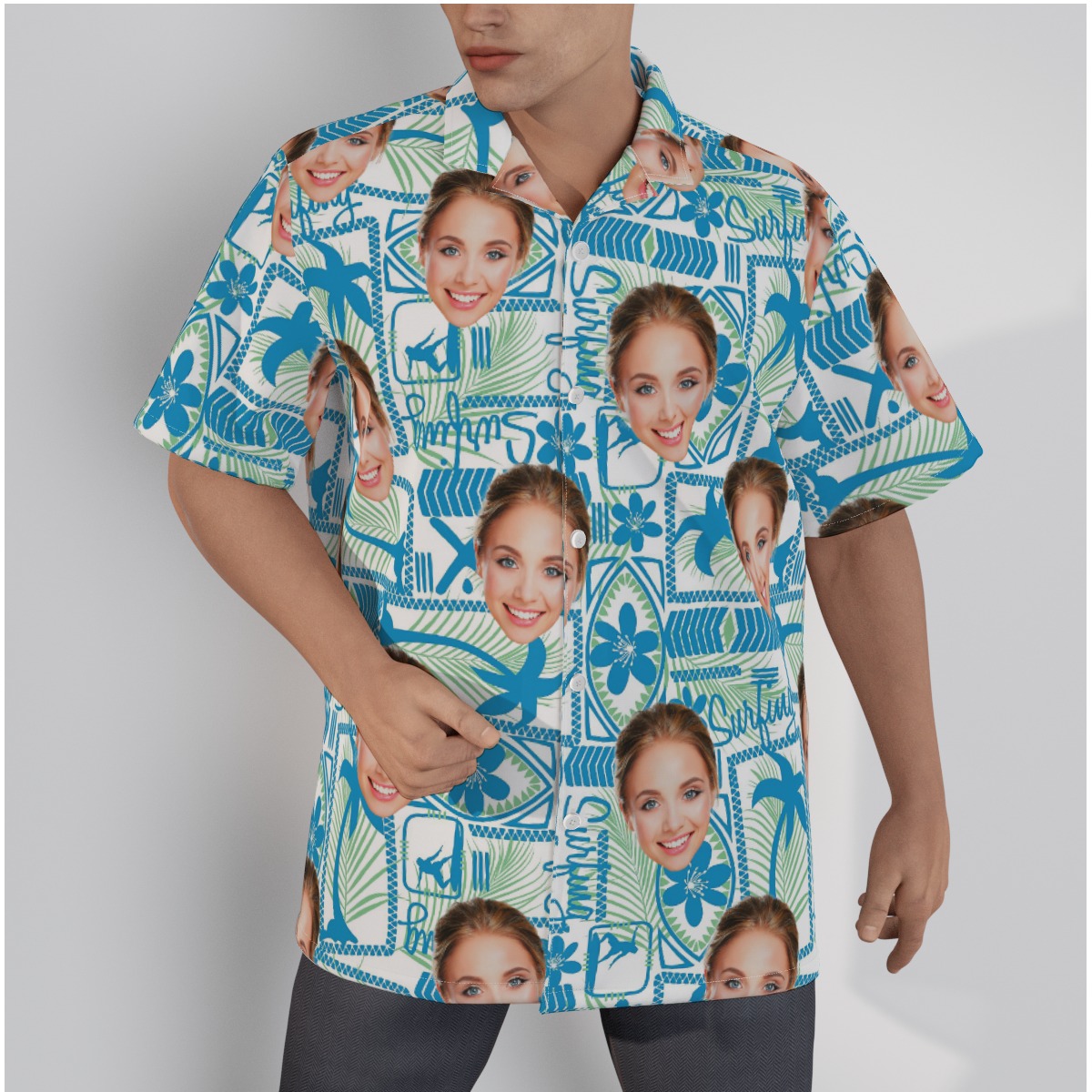 Custom Face Surfing Hawaiian Shirt - variant image 1