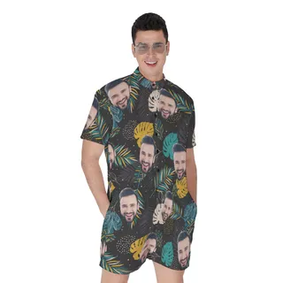 Custom Face Tropical Men's Romper