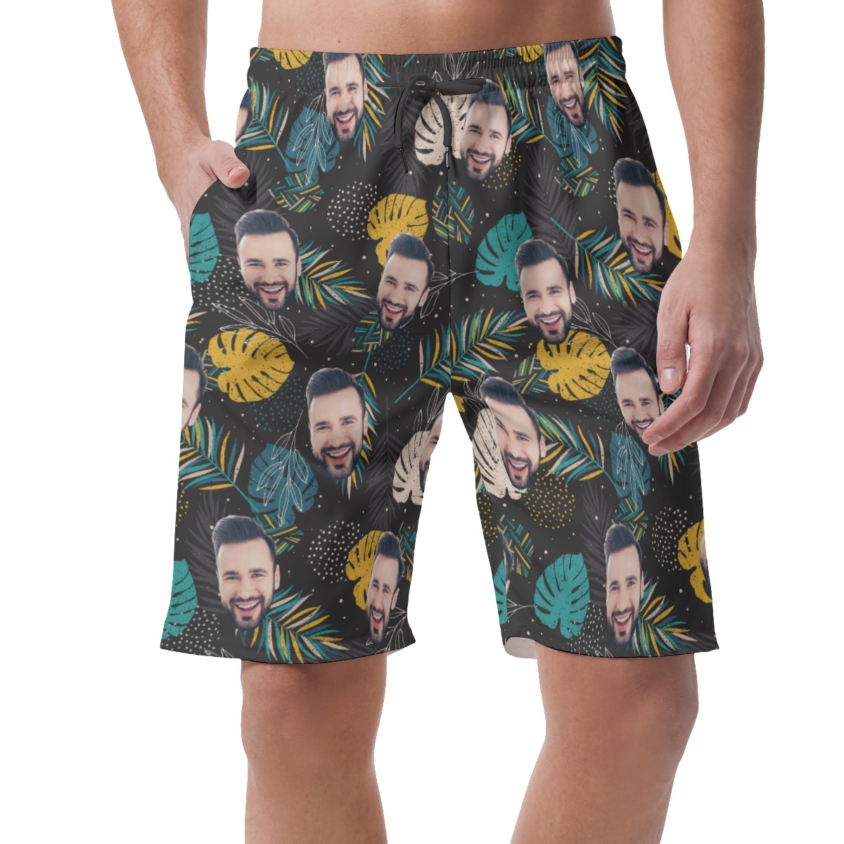 Hawaiian Leaf Custom Face Men's Hawaiian Shorts - variant image 1