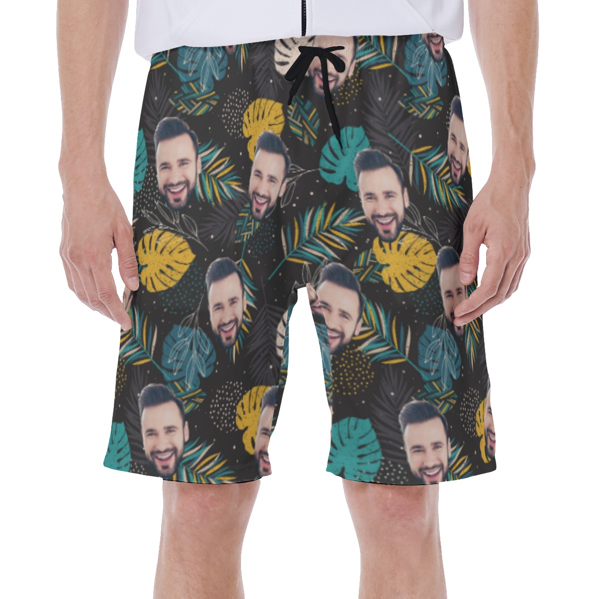 Tropical Custom Face Men's Hawaiian Swim Trunks - variant image 1