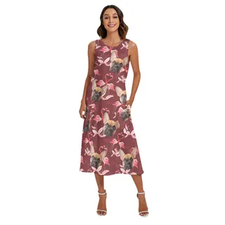 Custom Dog Face Aloha Sleeveless Dress