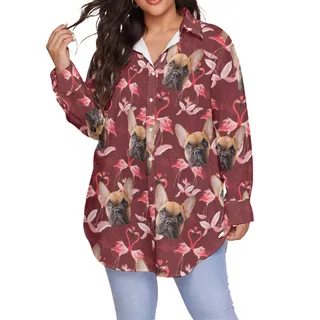 Custom Dog Face Plus Size Aloha Shirt For Women