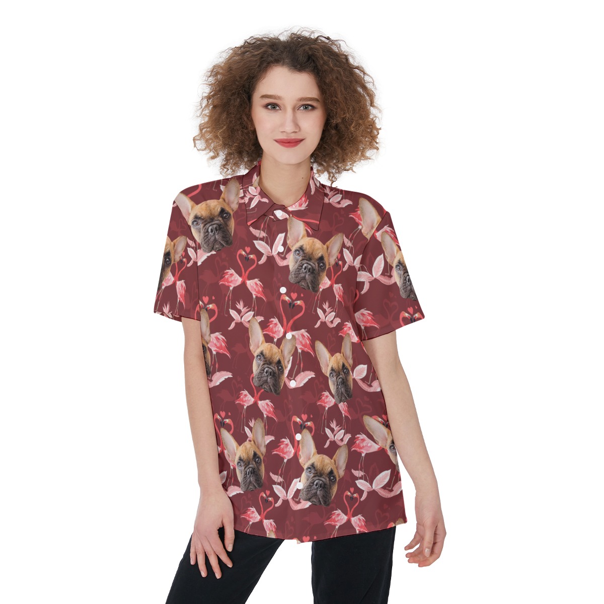Women's Custom Dog Face Hawaiian Shirt - variant image 1